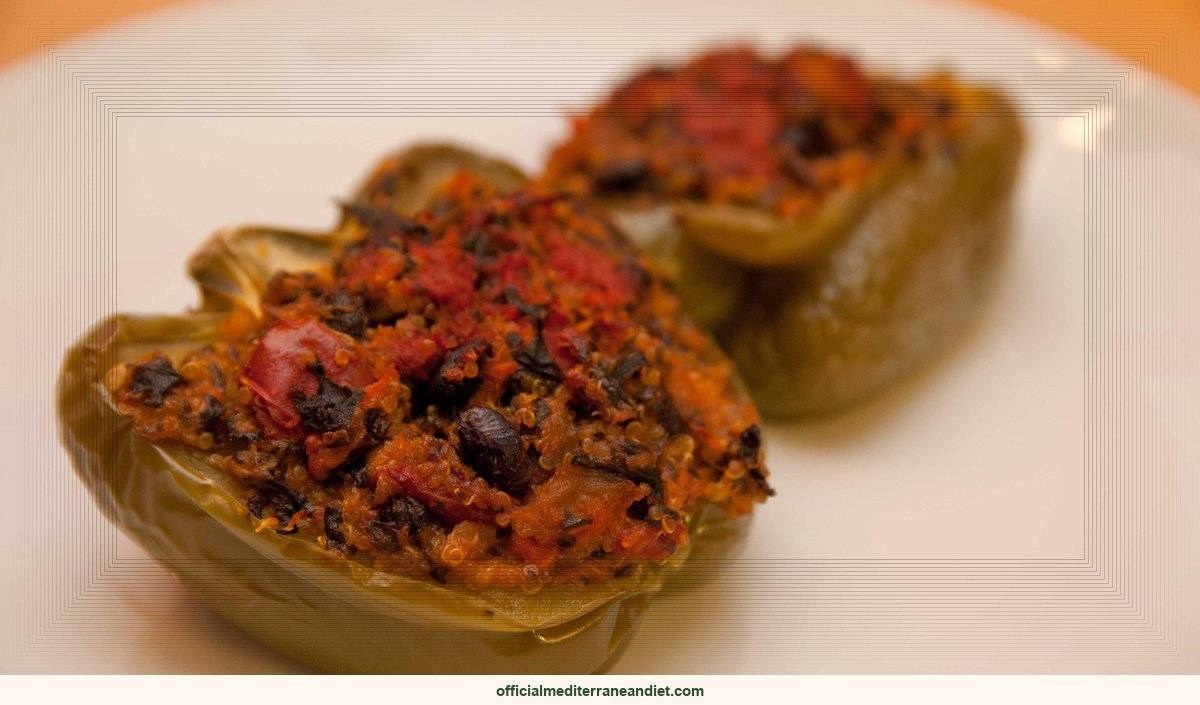Stuffed tomatoes breakfast — Mediterranean diet: Stuffed peppers