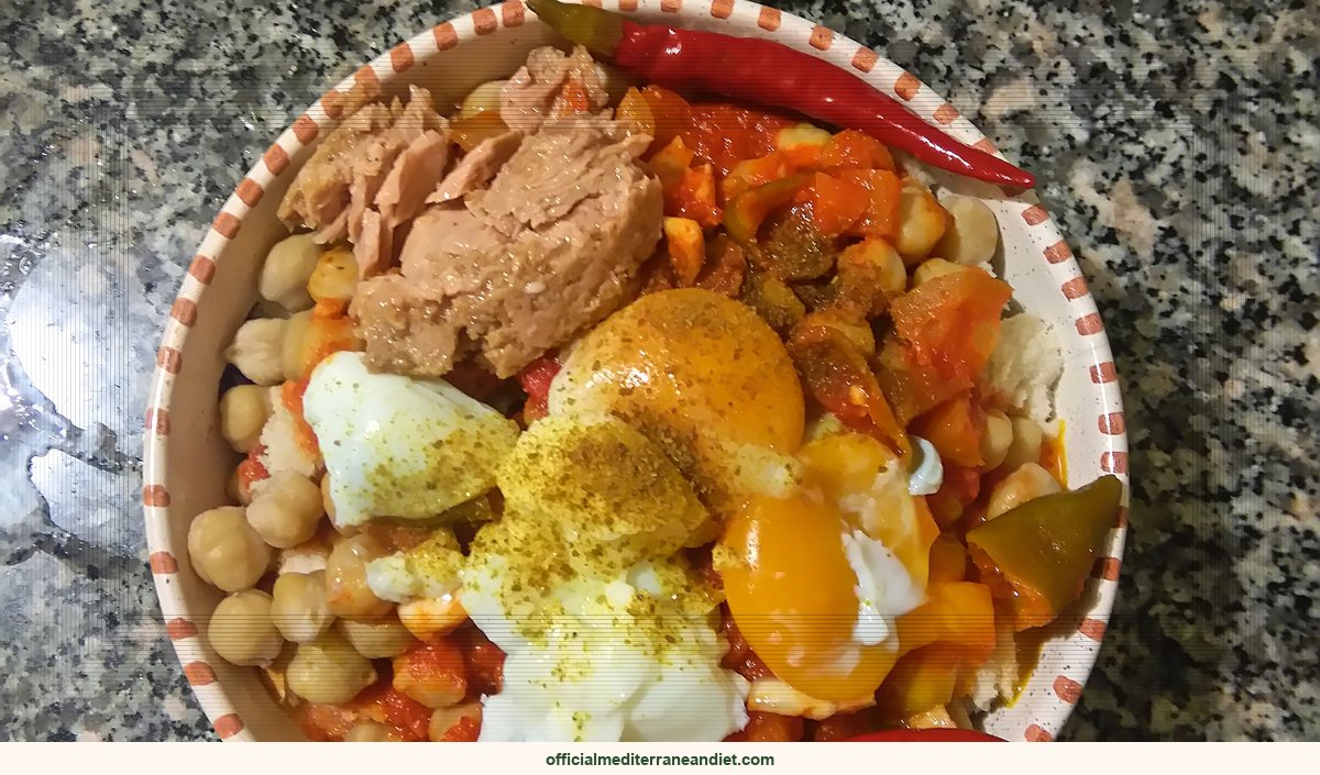 Caponata stuffed pita pockets — Mediterranean diet: Tunisian cuisine